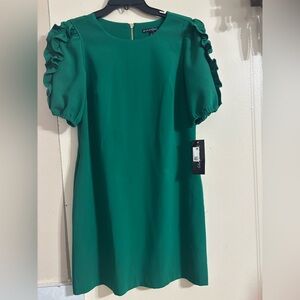 Elegant Green Ruffle Sleeve Mini Dress Orchard Green